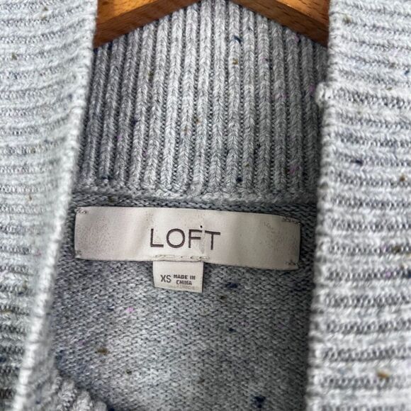 Ann Taylor LOFT Light Flecked Gray Mock Neck Ribbed Trim Sweater Size XS - Picture 6 of 8